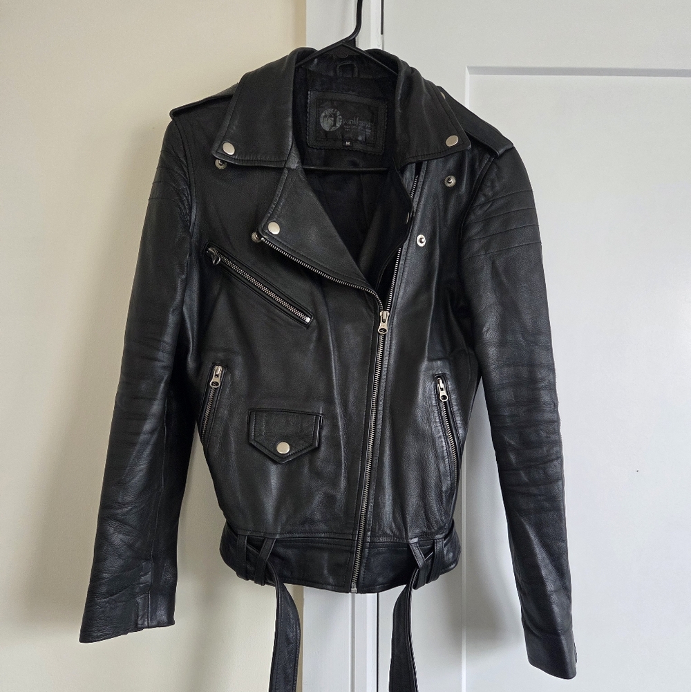 LAMBSKIN LEATHER MOTO JACKET